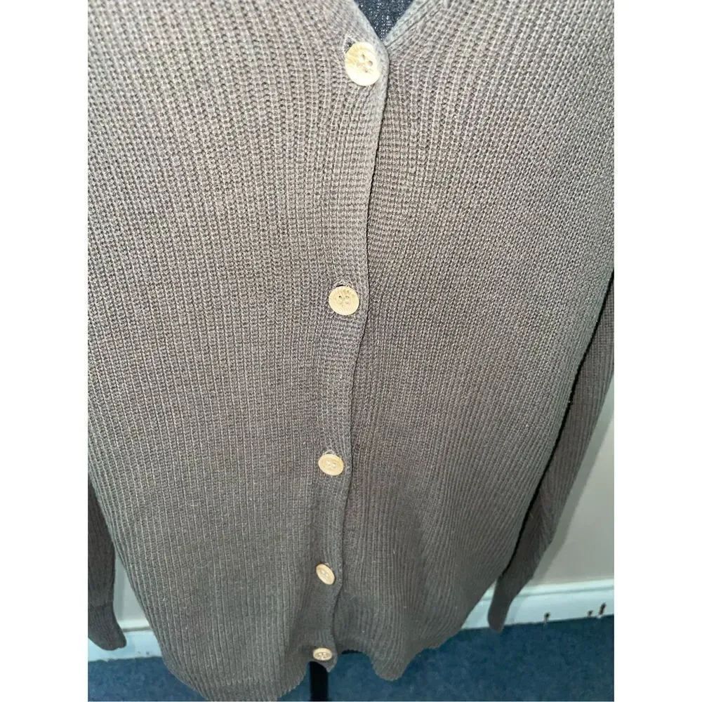 Pink Rose Green Button Up Sweater - Picture 4 of 6